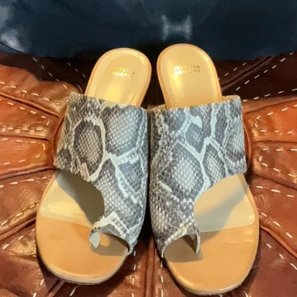 Snakeskin Pattern Women's Heeled Sandals - Picture 2 of 10